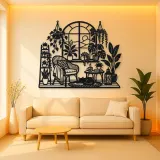Window Plant Garden Metal Wall Art | Botanical Metal Wall Decor