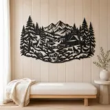 Winter Pine Forest Metal Wall Art | Nature Silhouette Decor - lifestyle view 5