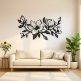 Magnolia Branch Metal Wall Art | Botanical Metal Wall Decor