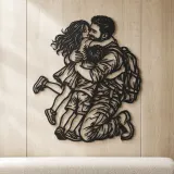 Homecoming Family Hug Metal Wall Art | Family Silhouette Decor - lifestyle view 5