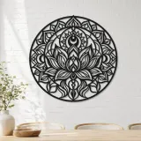 Lotus Mandala Metal Wall Art | Botanical Metal Wall Decor - lifestyle view 4