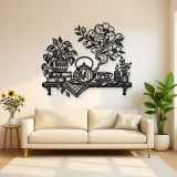 Teapot Floral Steam Metal Wall Art | Botanical Metal Wall Decor
