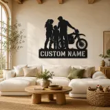 Décoration murale en métal personnalisée pour famille avec moto tout-terrain et casques
