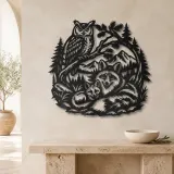 Owl and Fox Forest Metal Wall Art | Wildlife Silhouette Decor - lifestyle view 3