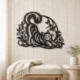 Cat Stretch Flow Metal Wall Art | Pet Lover Silhouette Decor - lifestyle view 5
