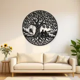 Tree with Family Metal Wall Art | Family Silhouette Decor