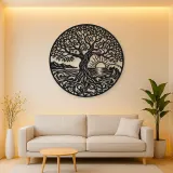 Tree and Ocean Circle Metal Wall Art | Coastal and Nautical Wall Decor