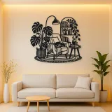 Books and Plant Metal Wall Art | Cozy Home Metal Decor