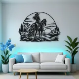 Western Rider Sunset Metal Wall Art | Equestrian Wall Decor