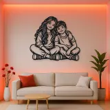 Siblings Side by Side Metal Wall Art | Family Silhouette Decor
