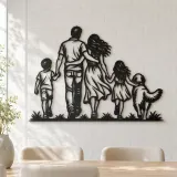 Family with Dog Metal Wall Art | Pet Lover Silhouette Decor - lifestyle view 4