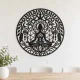 Meditation Silhouette Circle Metal Wall Art | Movement Silhouette Decor - lifestyle view 4
