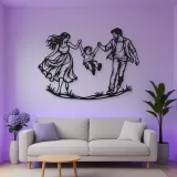 Parents Child Swing Metal Wall Art | Family Silhouette Decor