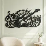 Electric Guitar Pulse Metal Wall Art | Music Room Wall Decor - lifestyle view 2