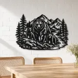 Bear Mountain Scene Metal Wall Art | Wildlife Silhouette Decor - lifestyle view 4