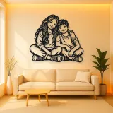 Siblings Side by Side Metal Wall Art | Family Silhouette Decor
