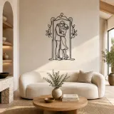 Cartel de metal de pareja abrazada en la puerta | Decoración romántica para parejas