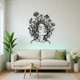 Wildflower Face Metal Wall Art | Minimalist Woman Line Art