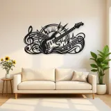 Electric Guitar Pulse Metal Wall Art | Music Room Wall Decor