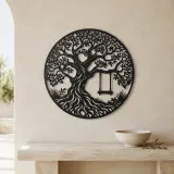 Tree with Swing Metal Wall Art | Botanical Metal Wall Decor - lifestyle view 3
