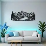 Highland Lake View Metal Wall Art | Nature Silhouette Decor