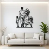 Family of Four Walk Metal Wall Art | Family Silhouette Decor