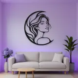 Moon Curve Face Metal Wall Art | Minimalist Woman Line Art