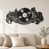 Arte mural de metal Vinyl Record Wave | Decoración mural para sala de música