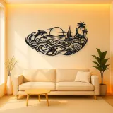 Endless Blue Horizon Metal Wall Art | Nature Silhouette Decor
