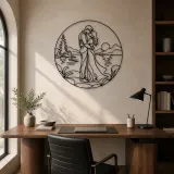 Lakeside Embrace Metal Wall Art | Romantic Couple Decor - lifestyle view 3