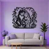 Two Cats in Love Metal Wall Art | Pet Lover Silhouette Decor