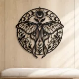 Lunar Moth Emblem Metal Wall Art | Celestial Boho Wall Decor - lifestyle view 5