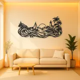 Coastal Village Line Metal Wall Art | Coastal and Nautical Wall Decor