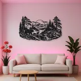 Bear Forest Trail Metal Wall Art | Wildlife Silhouette Decor
