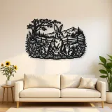 Rabbit Meadow Metal Wall Art | Wildlife Silhouette Decor