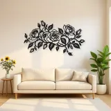 Rose Vine Embrace Metal Wall Art | Botanical Metal Wall Decor