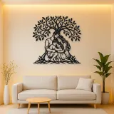 Family Tree Embrace Metal Wall Art | Family Silhouette Decor