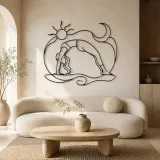 Garland Pose Grounded Metal Wall Art | Yoga and Meditation Wall Decor - lifestyle view 3