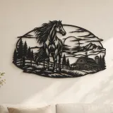 Décoration murale en métal Horse Barn Horizon | Décor équestre