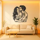 Cheek Kiss Metal Wall Art | Romantic Couple Decor