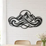 Fluid Mountain Waves Metal Wall Art | Nature Silhouette Decor - lifestyle view 4
