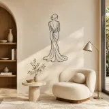 Silk Gown Back Pose Metal Wall Art | Fashion Figure Wall Decor - lifestyle view 5