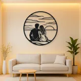 Sunset Silhouette Metal Wall Art | Romantic Couple Decor
