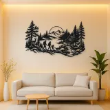 Woodland Family Walk Metal Wall Art | Family Silhouette Decor