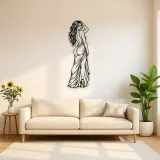 Over Shoulder Glance Metal Wall Art | Minimalist Woman Line Art