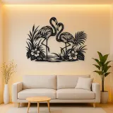 Flamingo Pair Metal Wall Art | Wildlife Silhouette Decor
