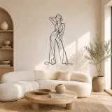 Cartel de metal de pose de mono elegante | Decoración mural de figura de moda