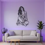 Folded Legs Muse Metal Wall Art | Minimalist Woman Line Art