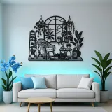 Window Plant Garden Metal Wall Art | Botanical Metal Wall Decor