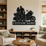 Personalized Touring Motorcycle Family of Four Metal Wall Art - lifestyle view 4